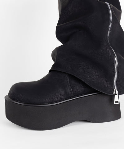 【 ２color 】ベルテッドヴィンテージ厚底カバーロングブーツ ／belted vintage platform cover long boots