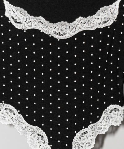 ドットカットアウトレースポイントボディスーツトップス ／dot cutout lace point bodysuit tops