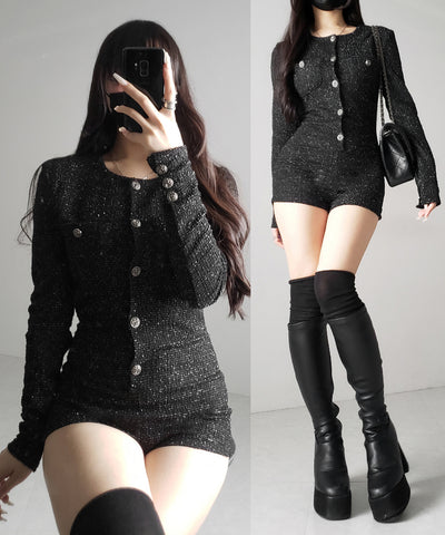 ブラックツイードレディミニオールインワン ／ black tweed lady mini allinone