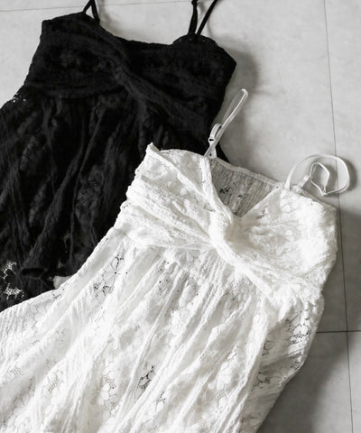 フロントリボンレースフレアキャミチュニック ／ front ribbon lace flare camisole tunic