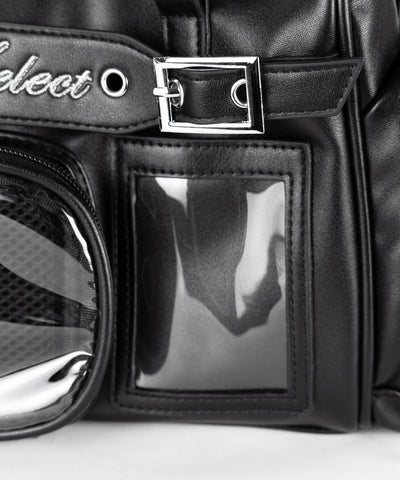 クリアポケット付きレタリング刺繍ショルダーバッグ ／ clear pocket lettering embroidery shoulder bag