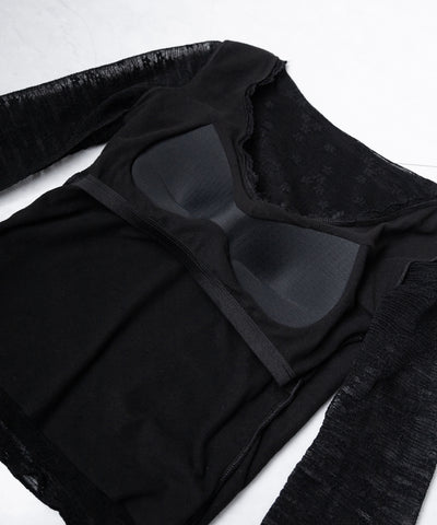 フロントリボンレイヤードレーストップス ／ front ribbon layered lace tops