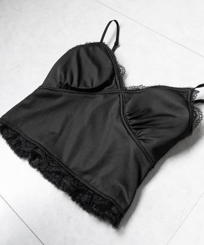 【 カップ付き 】シャギーファーショートビスチェキャミソール ／ shaggy fur short bustier camisole