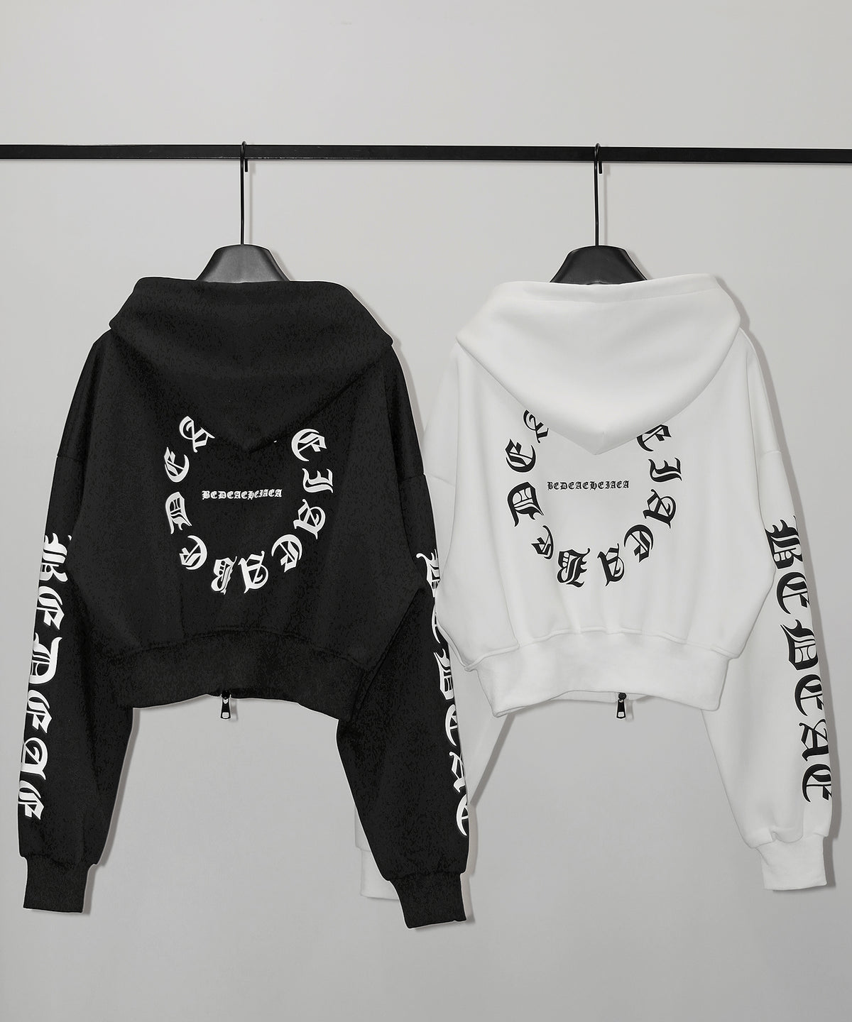 グランジロゴダブルジップショートパーカー ／ grunge logo double zip short hoodie