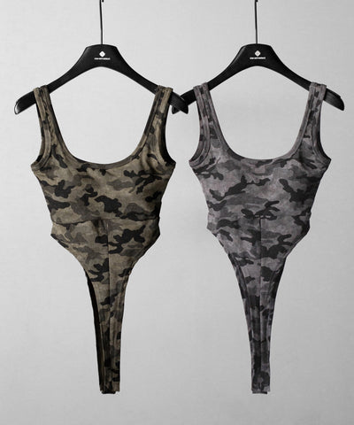 ヴィンテージカモフラボディスーツタンク／ Vintage camouflage bodysuit tank