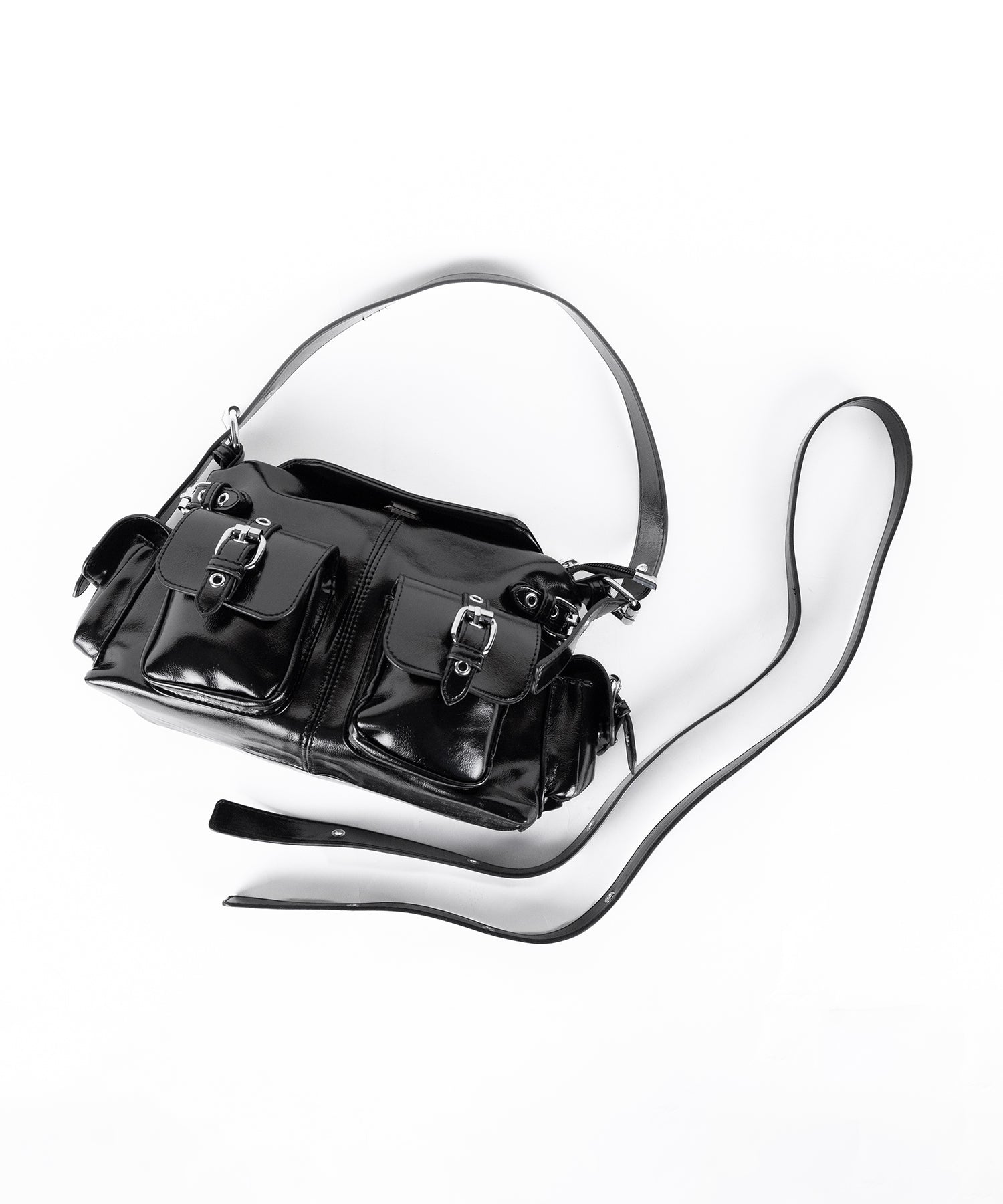 【ショルダーにできる2WAY】4バックルポケットワンハンドルショルダーバッグ／4 buckle pocket one handle shoulder bag