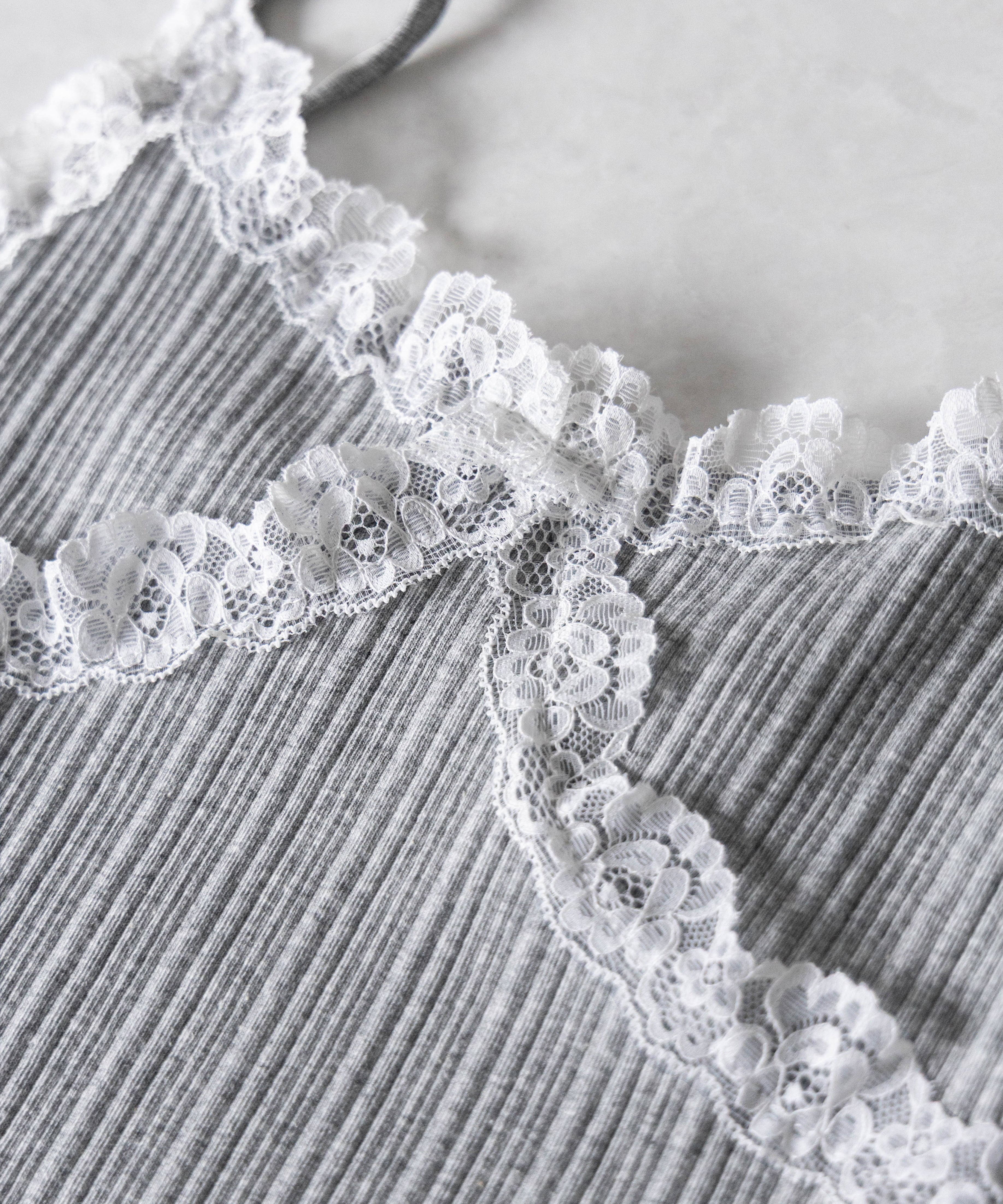【 ２点セット 】レースドッキングリブキャミソール ＋ カーディガンセット ／ lace docking lib camisole + cardigan SET