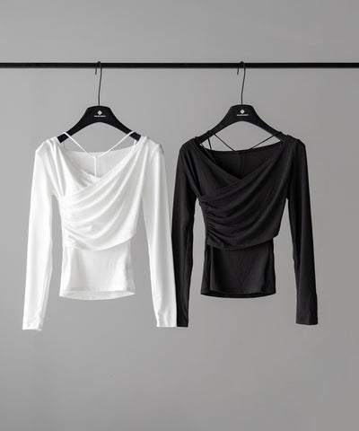 【 ２点セット 】Y-ストラップスリムギャザーレイヤードトップス ／ Y-strap slim gather layered tops
