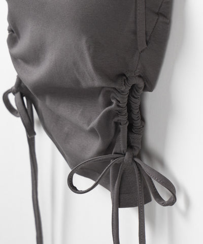 【 カップ付き ／ ２WAY 】クロスストラップリボンカットアウトショートキャミソール ／ cross strap ribbon cutout short camisole