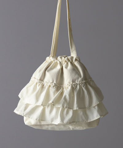 【 ２color 】ティアードフリルBIGキャンバストートバッグ ／ tiered frill big canvas tote bag