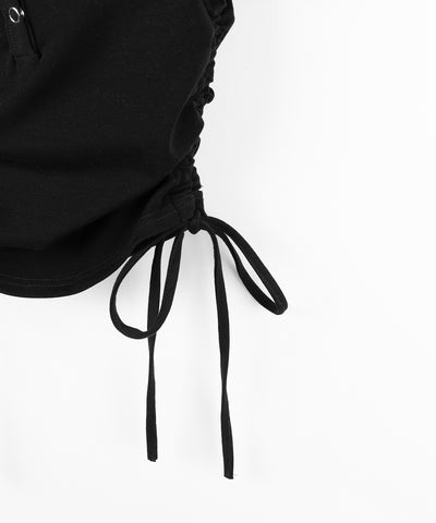 【 ２点セット 】ヘンリーネックサイドリボン半袖ぴちＴシャツ ／ Henley neck side ribbon short-sleeve pichi T-shirt
