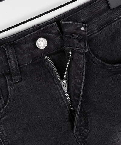 ミニスリットストレッチレイヤードデニムミニスカパン ／ mini slit stretch layered denim mini skirt pants
