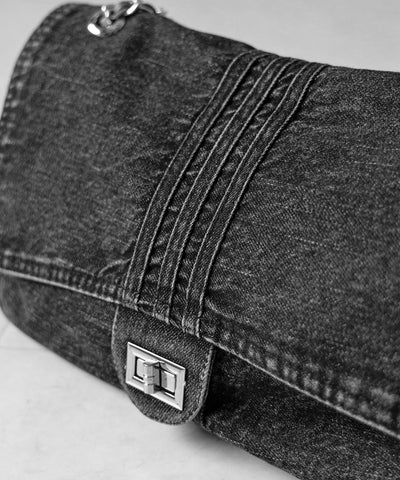 【 ２color 】センターラインウォッシュデニムショルダーバッグ ／ centerline washed denim shoulder bag