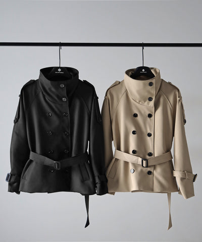 ２WAYスタンドカラーミドルトレンチコート ／ 2WAY stand collar middle trench coat