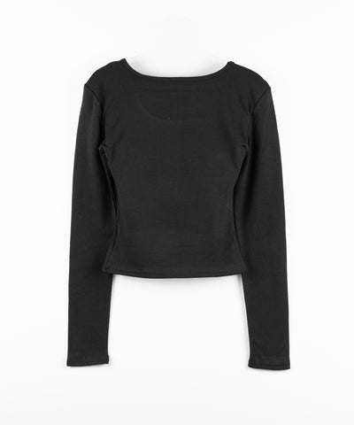 【 裏起毛 】カットアウトストラップスリムカットソートップス ／ cutout strap slim cutsew tops