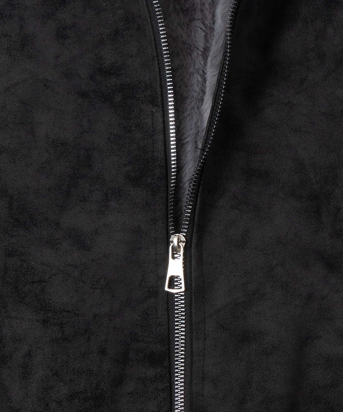 ファーフードヴィンテージフェイクレザーオーバーブルゾン ／ fur hooded vintage fake leather over blouson