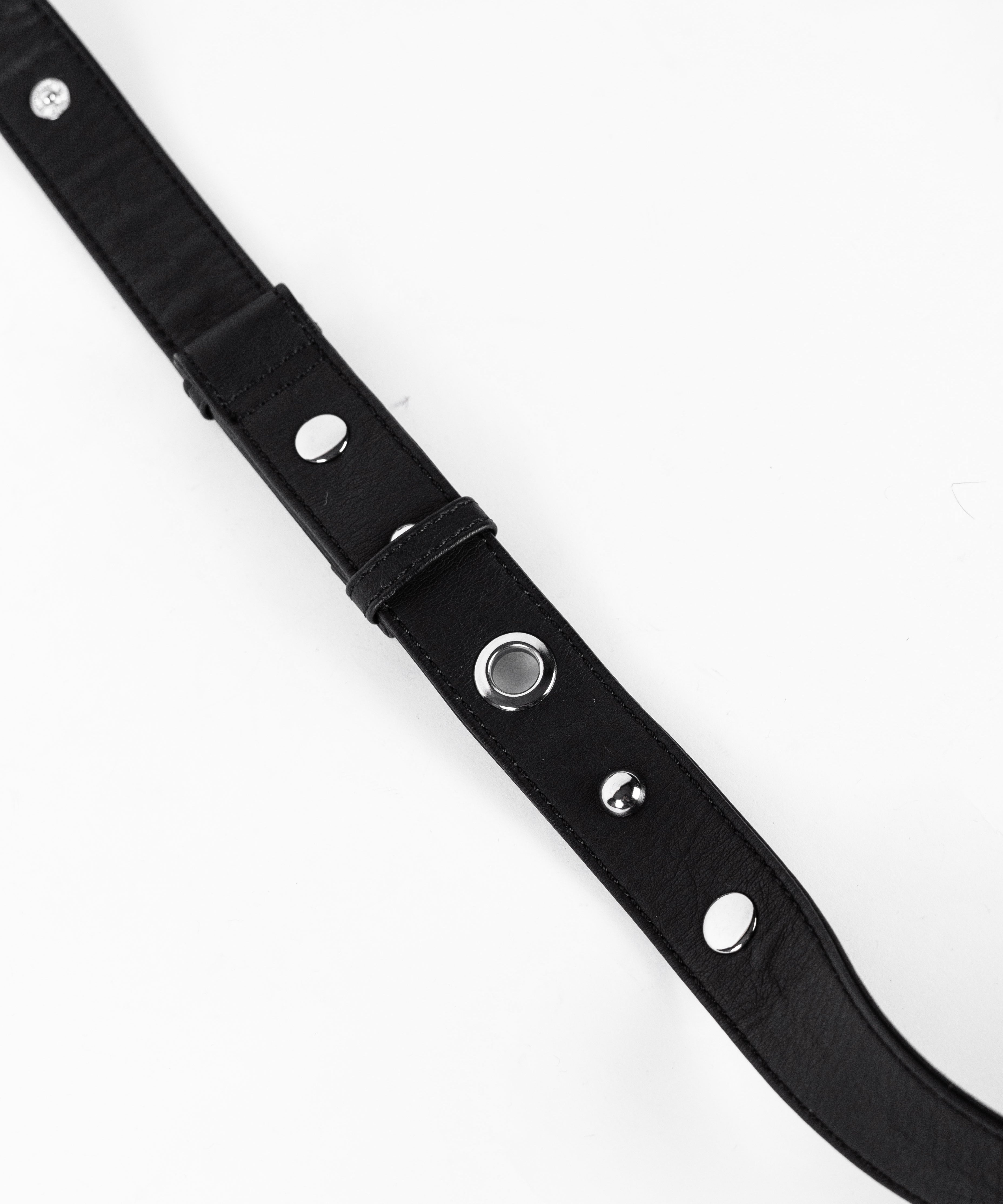 【 A4収納可 】ミニポーチ付きスタッズベルトヴィンテージフェイクレザーショルダーバッグ ／ mini poach SET studs belt vintage fake leather shoulder bag