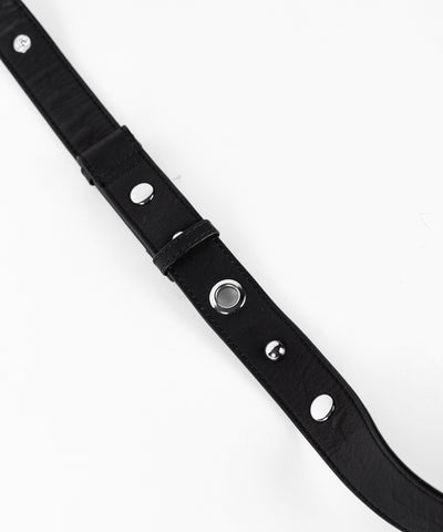 【 A4収納可 】ミニポーチ付きスタッズベルトヴィンテージフェイクレザーショルダーバッグ ／ mini poach SET studs belt vintage fake leather shoulder bag