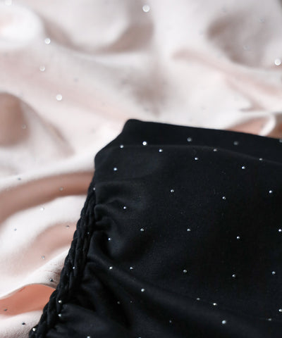 【 セットアップ 】ラインストーンベアトップ＋ハイウエストショートパンツ SET ／ 【 SETUP 】Rhinestone bare tops ＋ high waist short pants SET