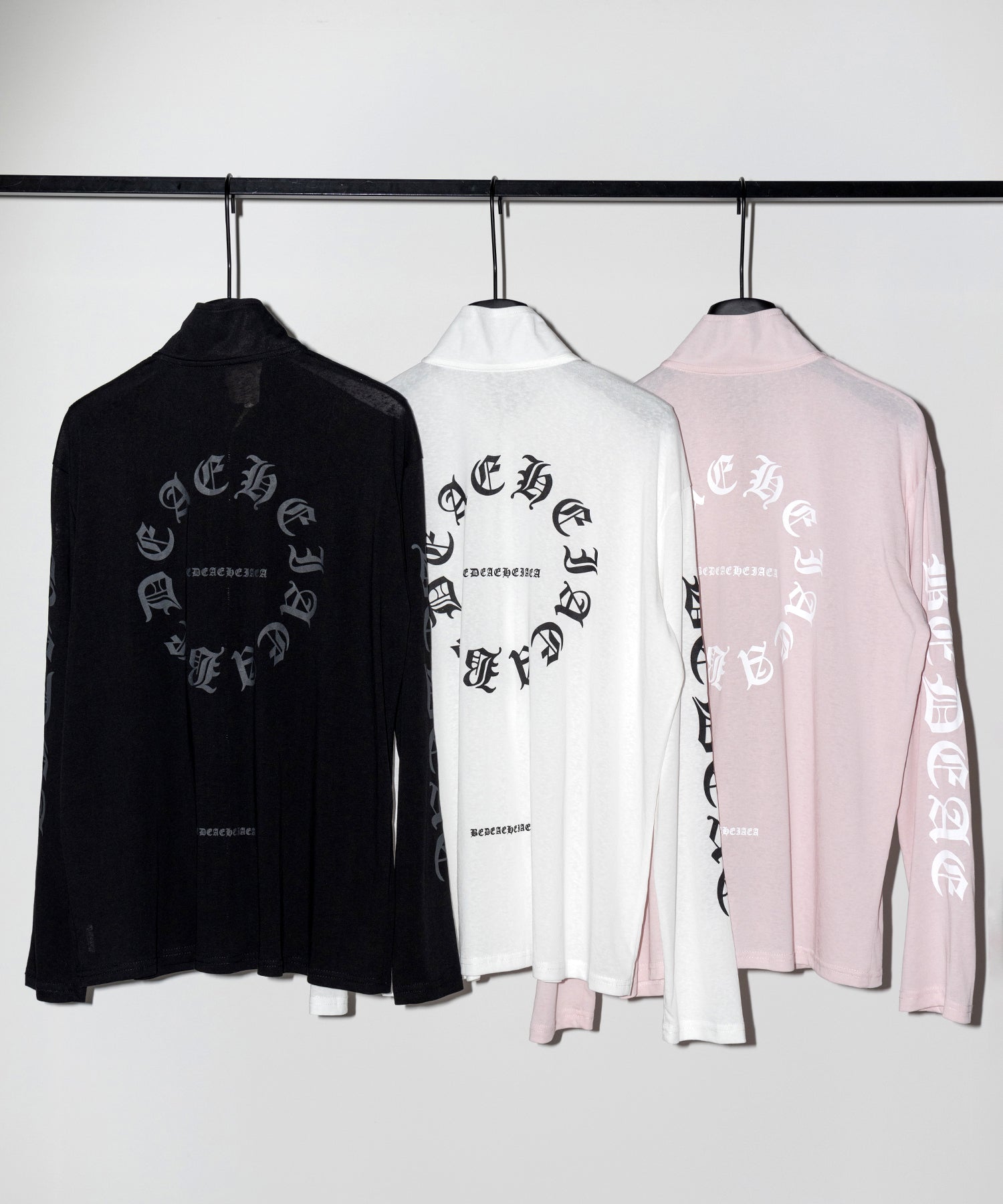 グランジロゴスタンドジップアップオーバーシアートップス ／ grunge logo stand zipup over sheer tops