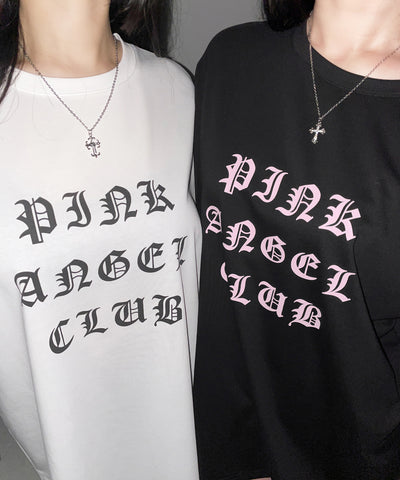 【 PINK ANGEL CLUB 】グランジロゴビッグＴシャツ ／ PINK ANGEL CLUB grunge logo big T-shirts