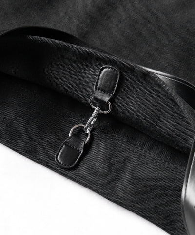 【 ２color 】レザーベルトキャンバスビッグショルダーバッグ ／ leather belt canvas big shoulder bag