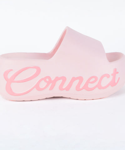 レタリングロゴ厚底スライドサンダル ／ lettering logo platform slide sandals