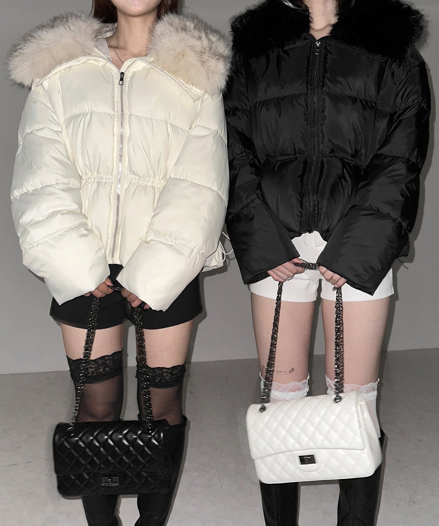 ファーカラーウエストマークミディダウンジャケット ／ fur collar waist-mark midi down jacket