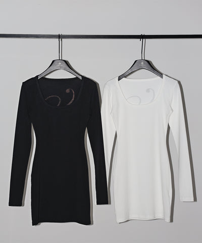 レタリングバックロゴスクエアタイトミニワンピース ／ lettering back logo square tight mini onepiece