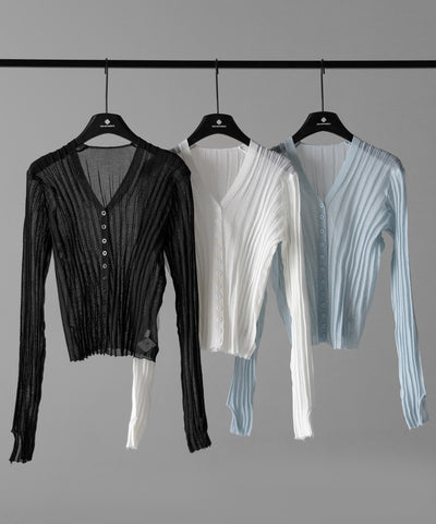 シアーリブニットカーディガン ／ sheer lib knit cardigan