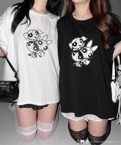 【THE POWERPUFF GIRLS】パワーパフガールズビッグプリントオーバーサイズＴシャツ / big print oversize Tee【 セットアップ着用可能 】