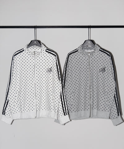 胸ロゴ刺繍ドットラインオーバースウェットブルゾン ／ chest logo embroidery side dot line over sweat blouson