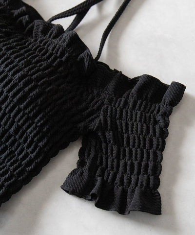 【 レディース水着／２点セット 】オフショルダーシャーリングギャザーハイウエストビキニ ／ off shoulder shirring gather highwaist bikini
