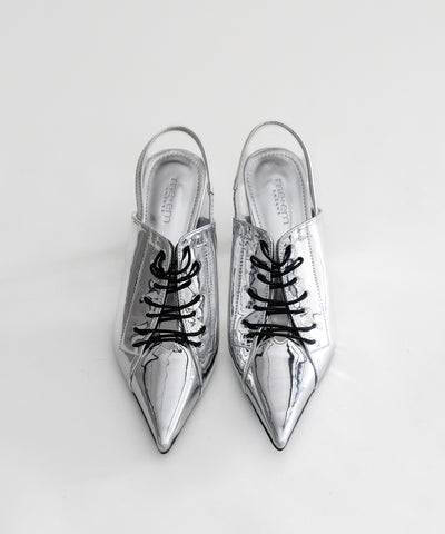 【 ３color 】ポインテッドトゥレースアップスニーカーミュール ／ pointed toe lace up sneaker mules