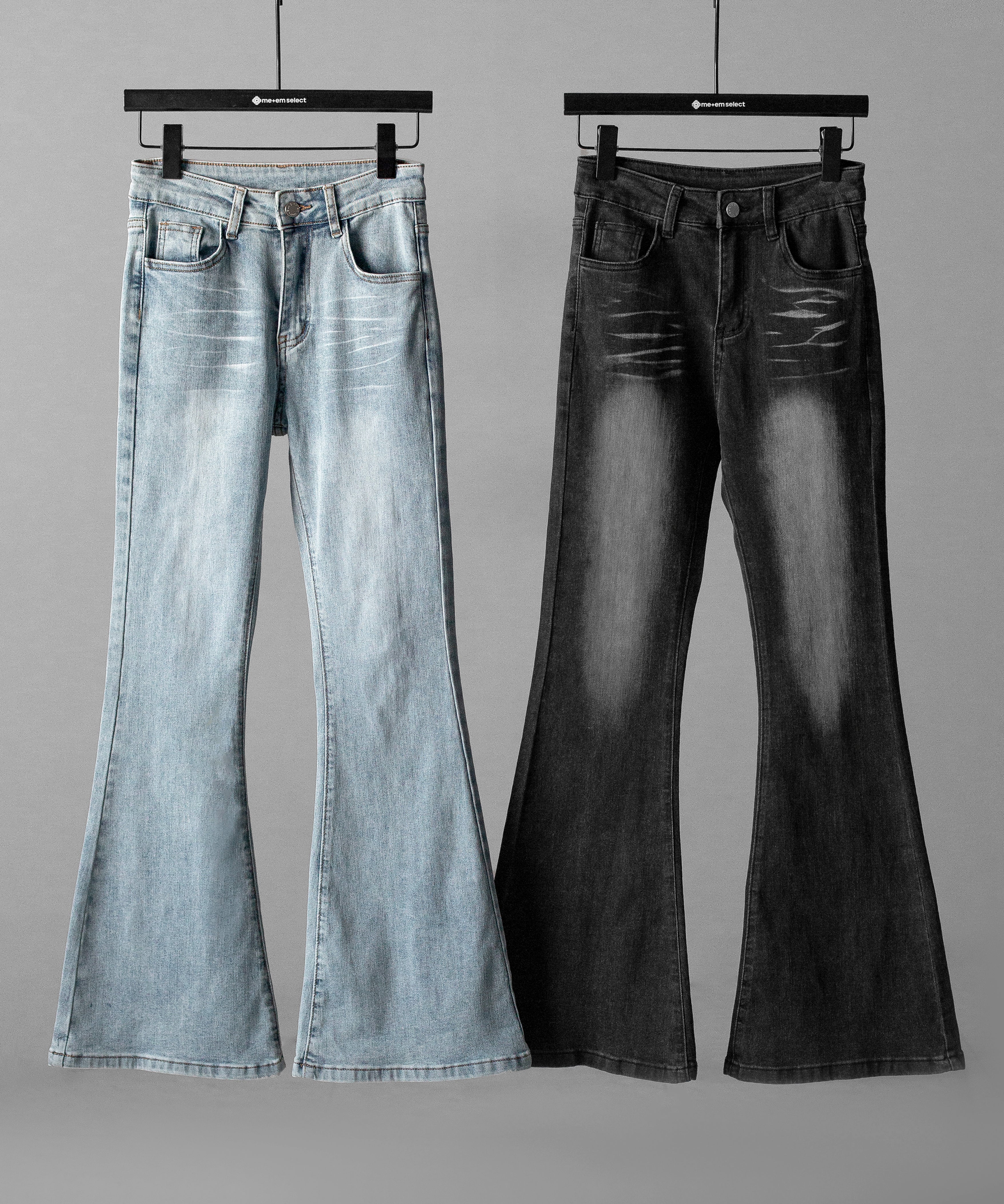 【４size 】バックリボンレースアップ美脚ストレッチフレアデニム ／ back ribbon lace up slim leg stretch flare denim