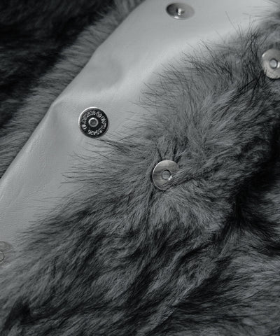スタンドカラーミックスファーショートコート ／ stand-collar mix fur short coat