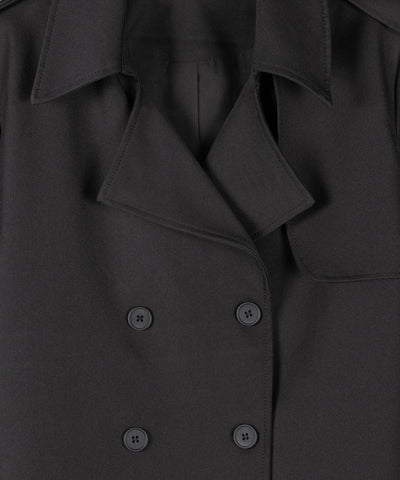 【 上下セットアップ 】ウエストマークショートトレンチコート ＋ タックワイドスラックスパンツ SETUP ／ Waist-mark short trench coat + tuck wide slacks pants