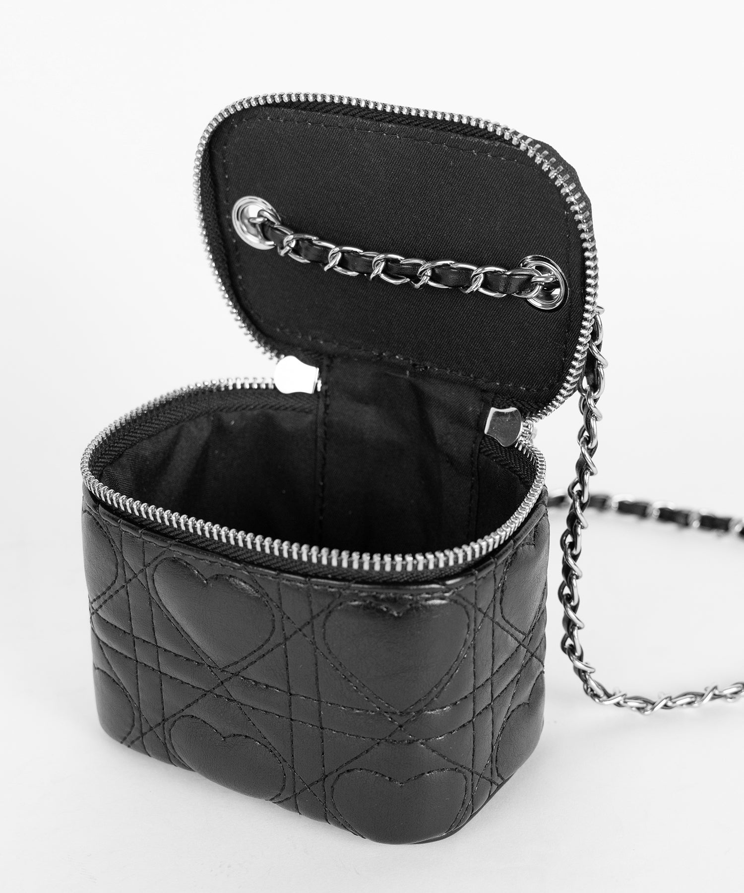 ハートキルティングミニバニティバッグ / heart quilted mini vanity bag