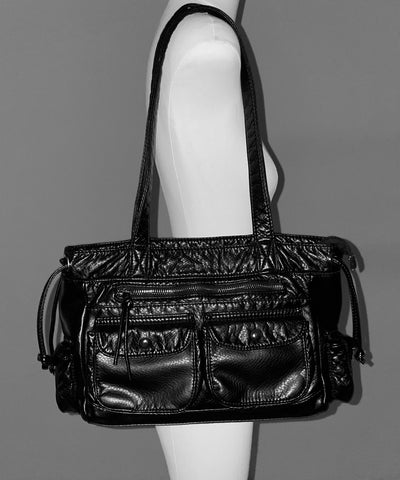 【 ３color 】アウトポケットジップアップエンボスヴィンテージハンドバッグ ／ out pocket zipup embossed vintage handbag