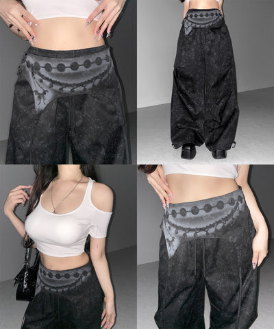 ガーターレイヤードヴィンテージタックワイドパンツ ／ garter layered vintage tack wide pants