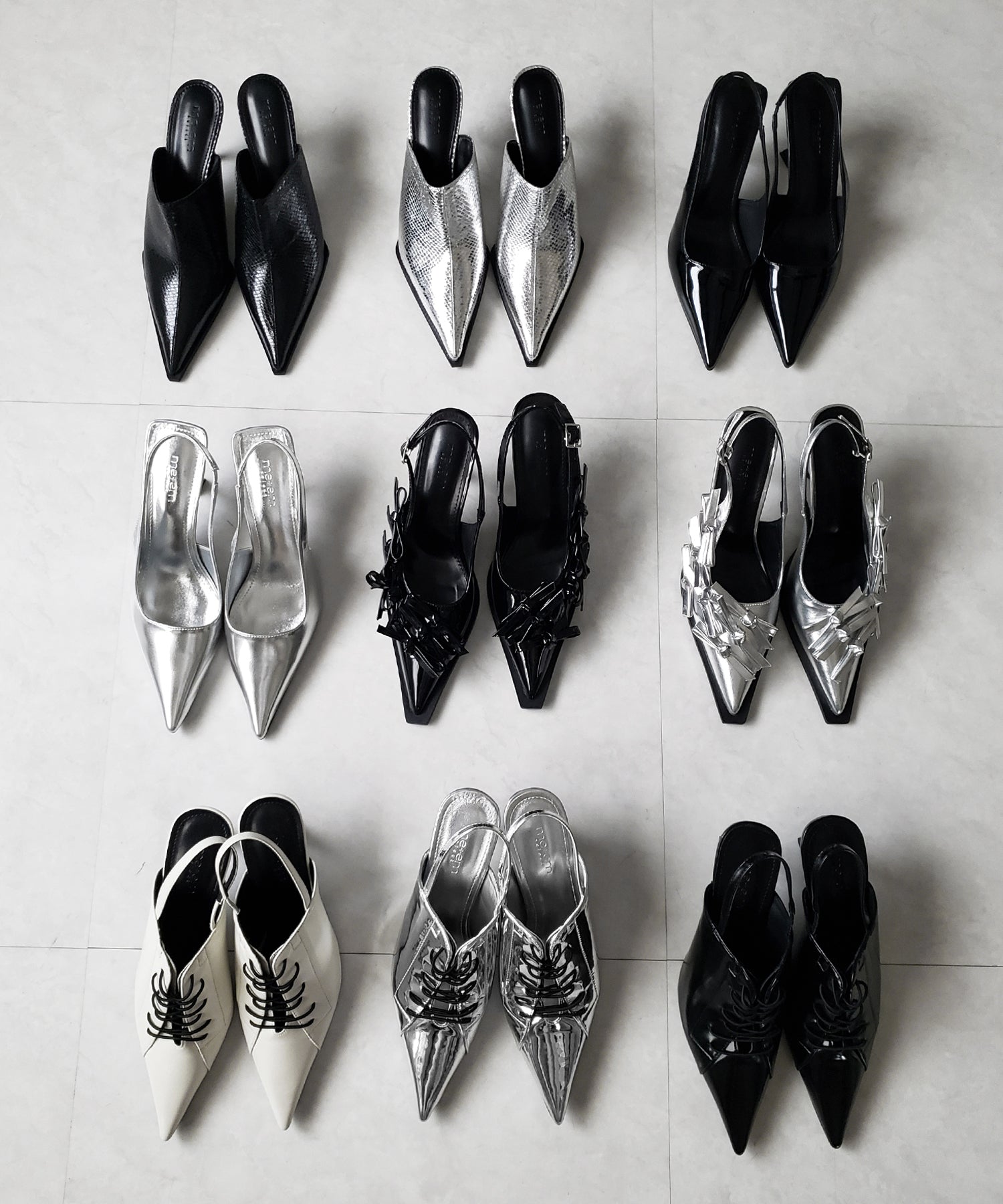 【 ３color 】ポインテッドトゥレースアップスニーカーミュール ／ pointed toe lace up sneaker mules