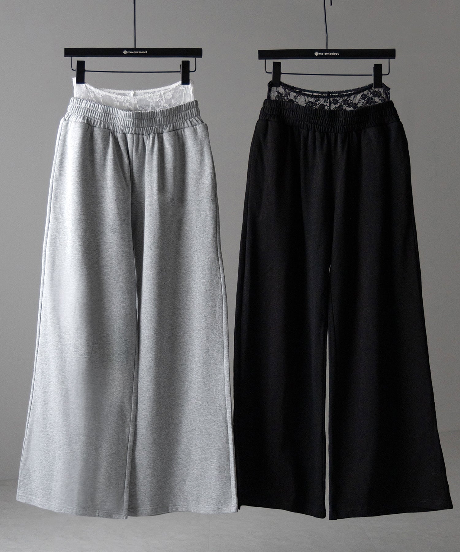 【 ２color 】ウエストレースドッキングワイドスウェットパンツ／ waist lace docking wide sweat pants