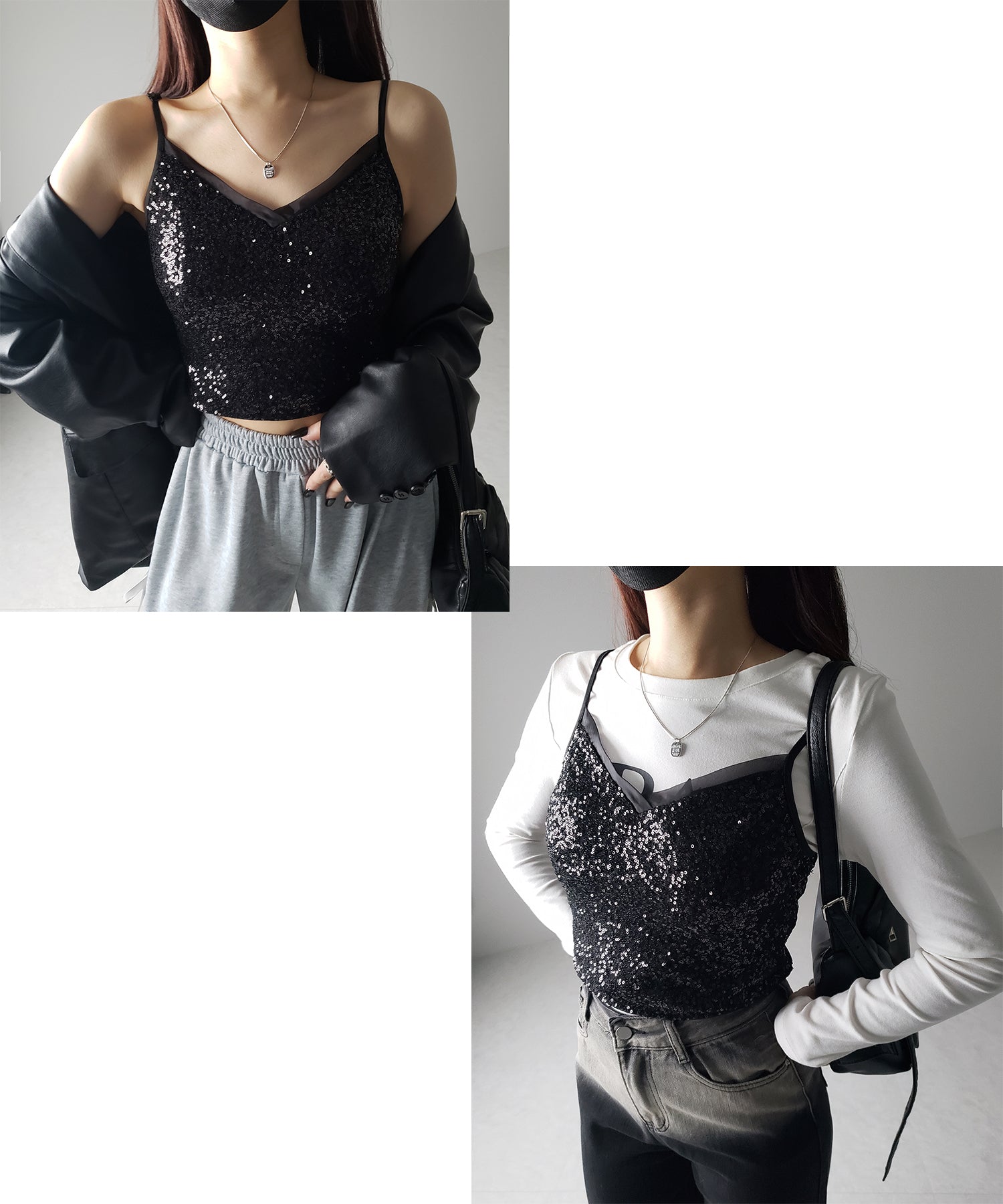 【 カップ付き 】シアースパンコールショートキャミソールビスチェ ／ sheer spangle short camisole bustier