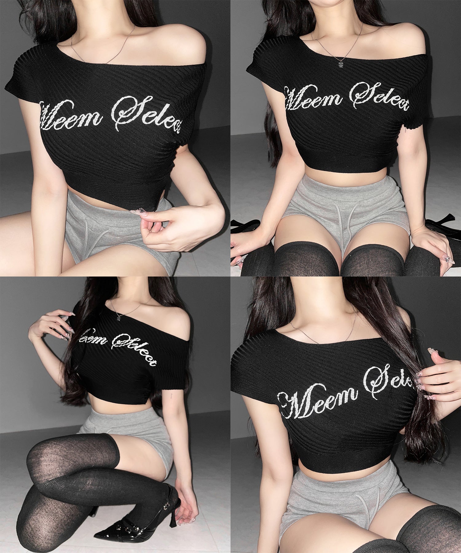 レタリングロゴワンショルリブニット ／ lettering logo oneshoulder lib knit
