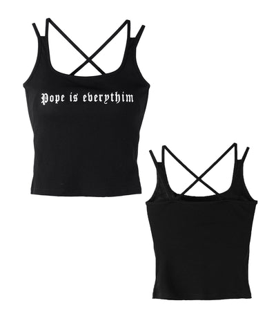 【 ２color 】グランジロゴバッククロスキャミソールトップス ／ grunge logo back logo camisole tops