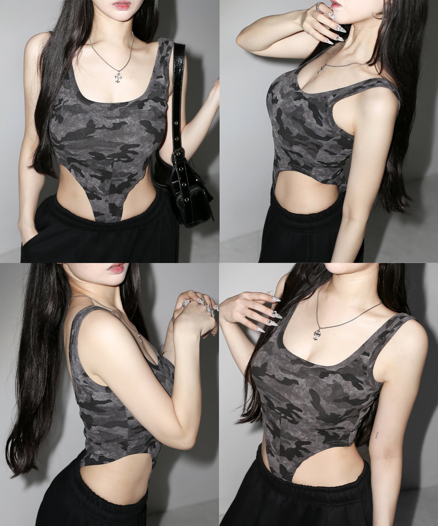 ヴィンテージカモフラボディスーツタンク／ Vintage camouflage bodysuit tank