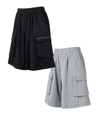 タックワイドカーゴスウェットハーフパンツ / tuck wide cargo sweat half pants
