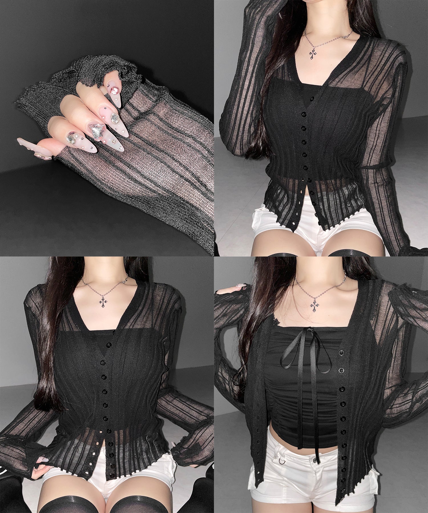 シアーリブニットカーディガン ／ sheer lib knit cardigan