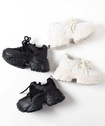 【 +10.5cm盛れ 】レースアップ厚底スニーカー ／ +10.5cm lace-up platform sneakers