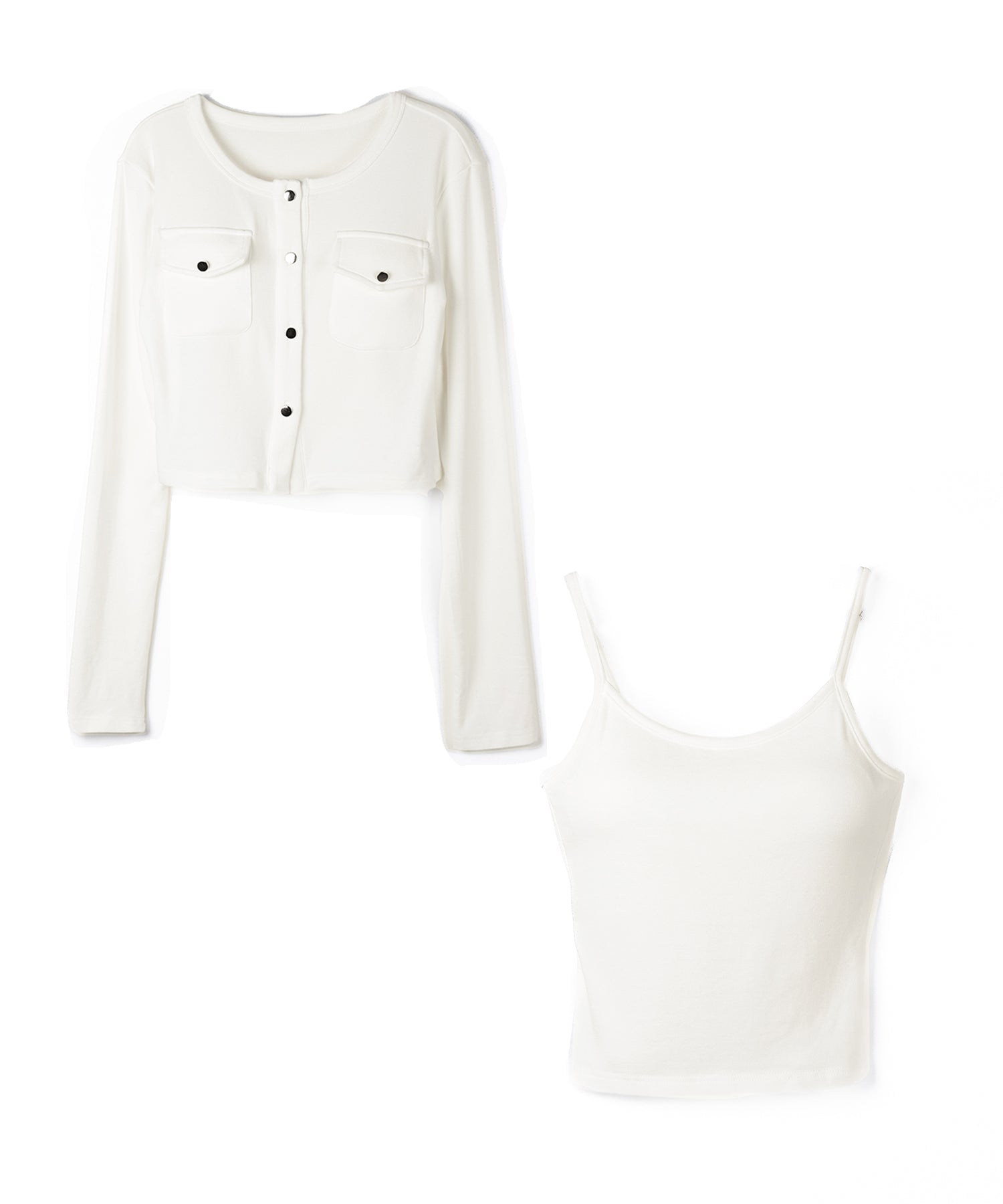 【 ２点セット 】アウトポケットカーディガン ＋ キャミソールセット ／ ( 2piece set ) out pocket cardigan + camisole SET